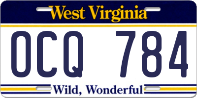 WV license plate OCQ784