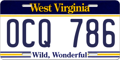 WV license plate OCQ786