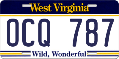 WV license plate OCQ787
