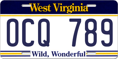 WV license plate OCQ789