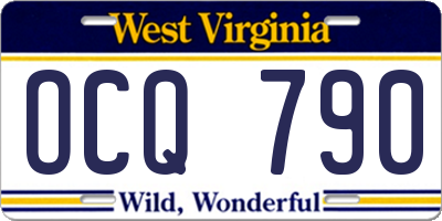 WV license plate OCQ790