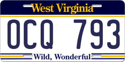 WV license plate OCQ793