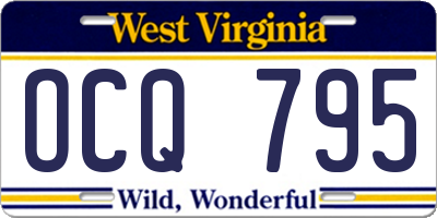 WV license plate OCQ795