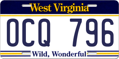 WV license plate OCQ796