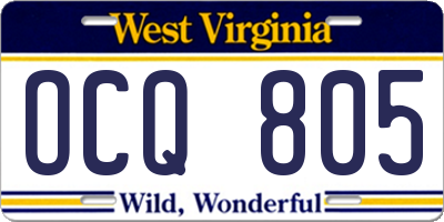 WV license plate OCQ805