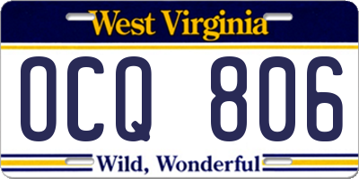 WV license plate OCQ806