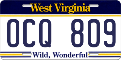 WV license plate OCQ809