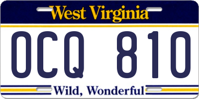 WV license plate OCQ810
