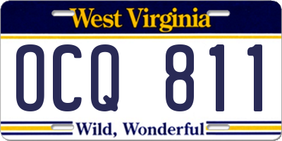 WV license plate OCQ811