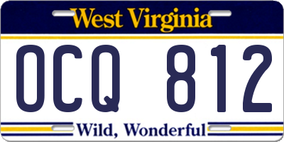 WV license plate OCQ812
