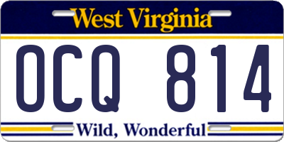 WV license plate OCQ814