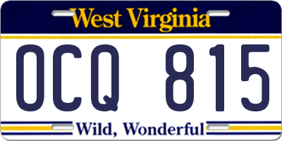 WV license plate OCQ815