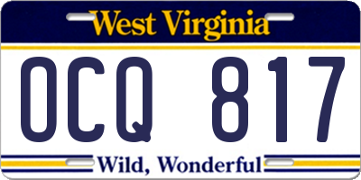 WV license plate OCQ817