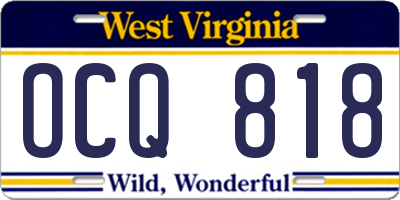 WV license plate OCQ818