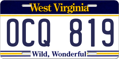 WV license plate OCQ819