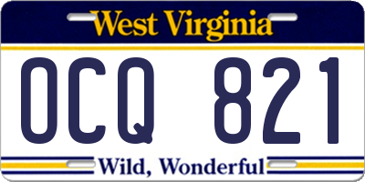 WV license plate OCQ821