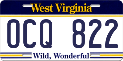 WV license plate OCQ822