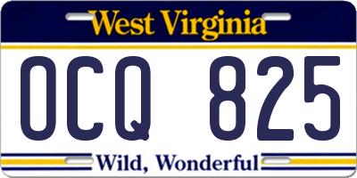 WV license plate OCQ825