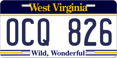WV license plate OCQ826