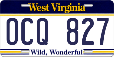 WV license plate OCQ827