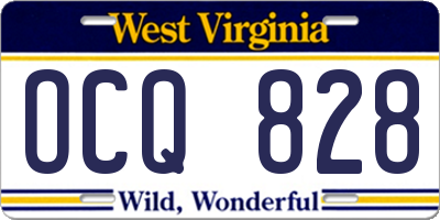 WV license plate OCQ828