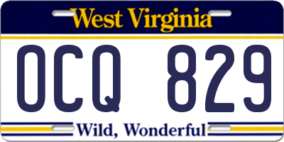 WV license plate OCQ829