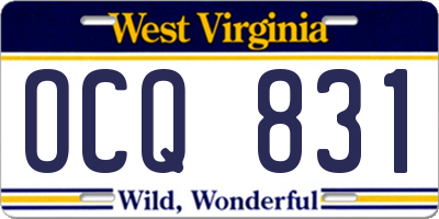 WV license plate OCQ831