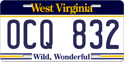 WV license plate OCQ832