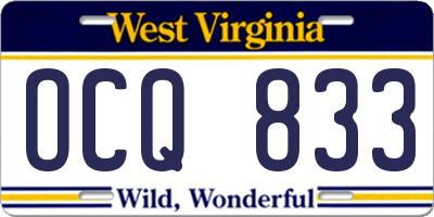WV license plate OCQ833