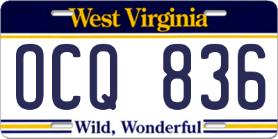 WV license plate OCQ836