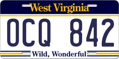 WV license plate OCQ842