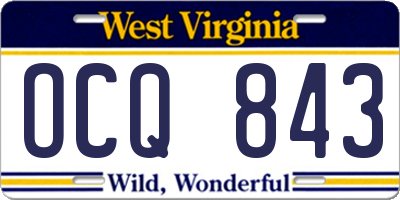 WV license plate OCQ843
