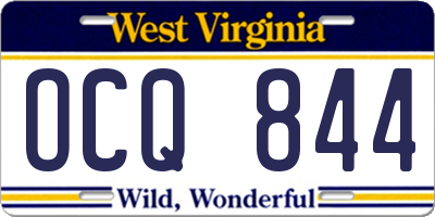 WV license plate OCQ844