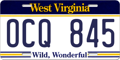 WV license plate OCQ845
