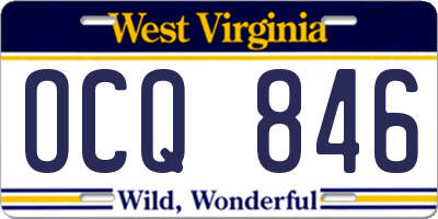 WV license plate OCQ846