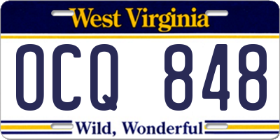 WV license plate OCQ848
