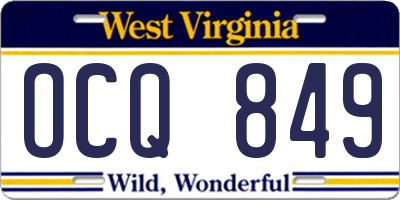 WV license plate OCQ849