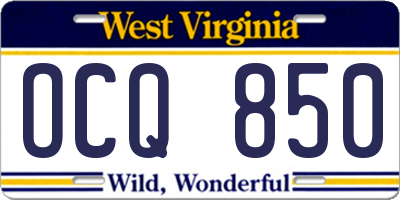 WV license plate OCQ850