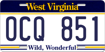 WV license plate OCQ851
