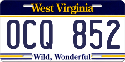 WV license plate OCQ852