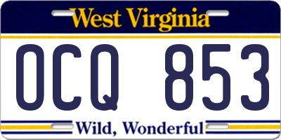 WV license plate OCQ853
