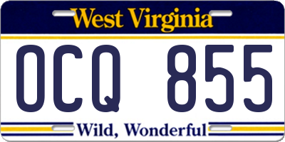 WV license plate OCQ855