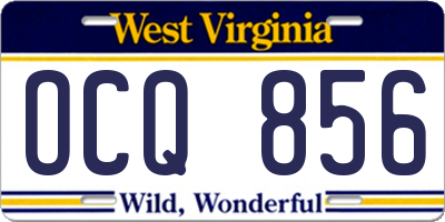 WV license plate OCQ856