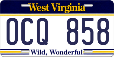 WV license plate OCQ858