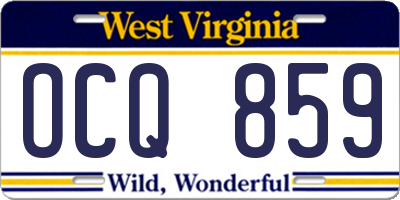 WV license plate OCQ859