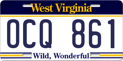 WV license plate OCQ861