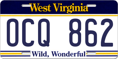 WV license plate OCQ862