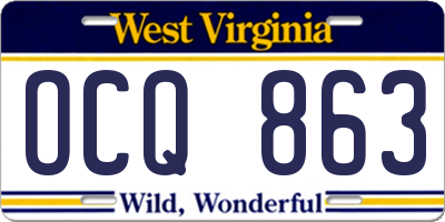 WV license plate OCQ863