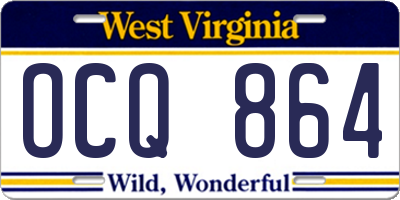 WV license plate OCQ864
