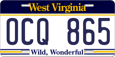 WV license plate OCQ865